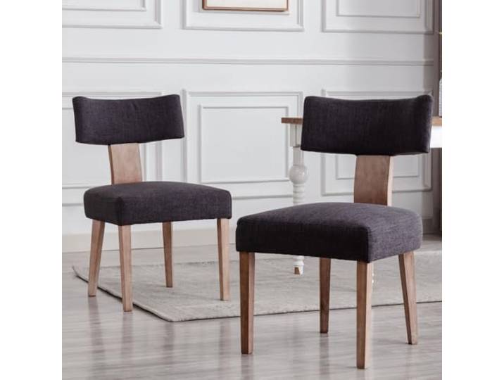 Ya-Home Esszimmerstühle 2er Set, Küchenstühle Leinen Esszimmerstühle Armlose Polsterstühle mit Holzbeine für Esszimmer Küche Schlafzimmer,Schwarz