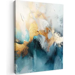 LEINWANDBILD Abstrakt - Kunst - Gold - Blau Room Decor 30x40 cm