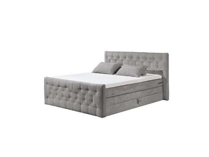 Trendstore Evellin Boxspringbett in Bouclé, inkl. 2 Matratzen und Topper - Cremona 96 Grey Schlafzimmer, Kopfteil mit Steppung, mit Matratzen und Topper, bequeme Polsterung, trendiger Bouclébezug Modern, Zeitlos
