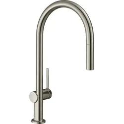hansgrohe Talis M54 Einhebel-Küchenmischer 210, Ausziehauslauf, 1-jet, 72802800, Farbe: Edelstahl-finish