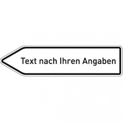 Dreifke® Schild, Pfeilwegweiser weiß mit Text, linksweisend, Alu 1,8 mm, lackiert, 1400x350 mm