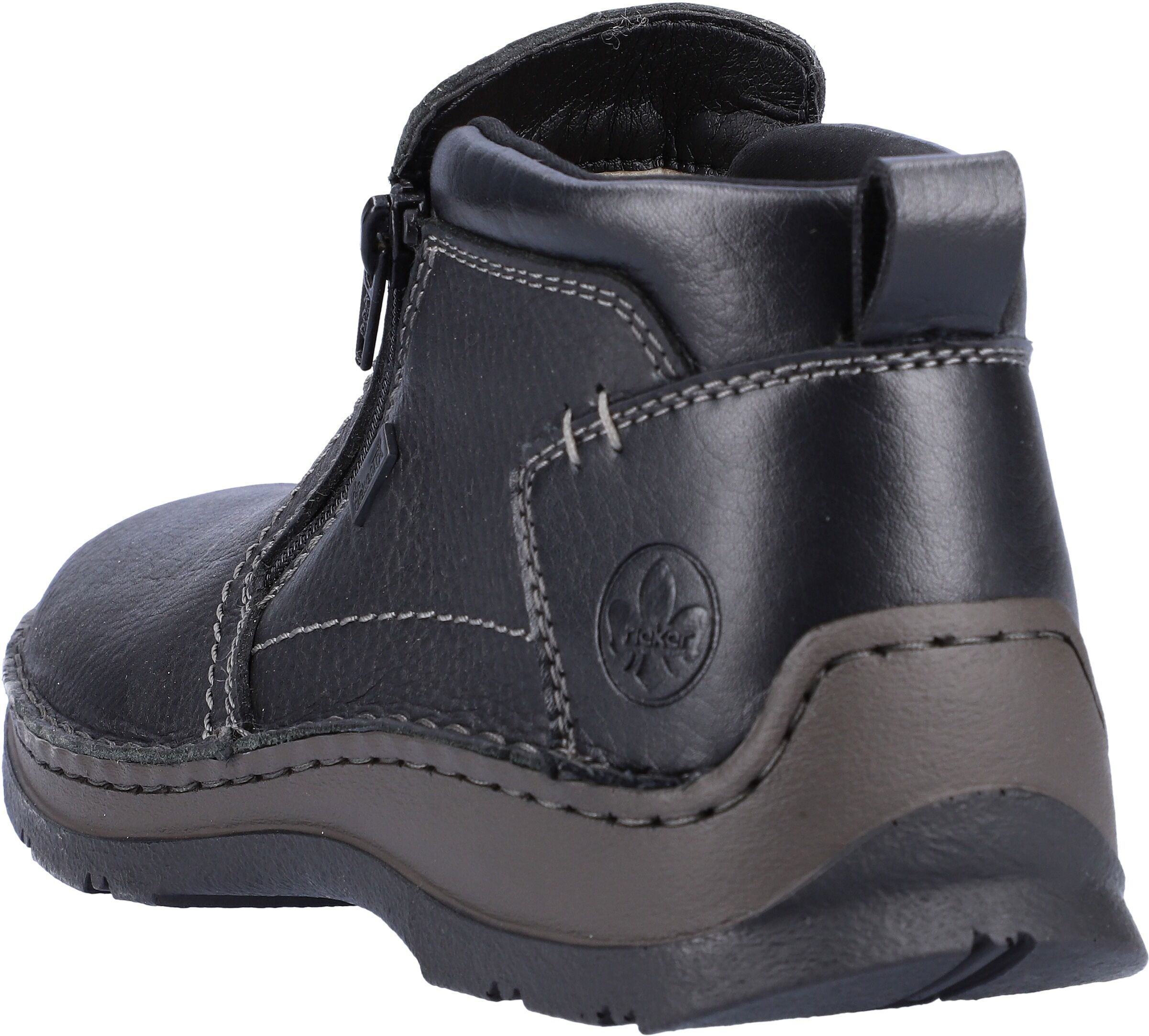Winterstiefelette RIEKER, Herren, Gr. 43, Schurwolle, schwarz, Leder, Lederimitat, Schuhe Winterstiefelette, mit beidseitigen Reissverschlüssen schwarz 43, Schurwolle