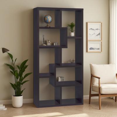 ZWYO HOSIMU 70.75in 7-Shelf Geometric Bookshelf with Asymmetrical Design, Display Rack with Scratch-Resistant Laminate