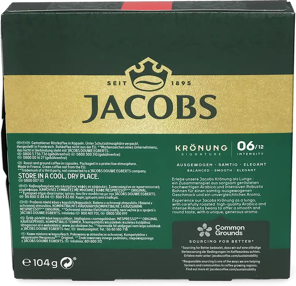Jacobs   Krönung Crema - 20 Capsules de café pour Nespresso® - Lungo - Compatible Nespresso®