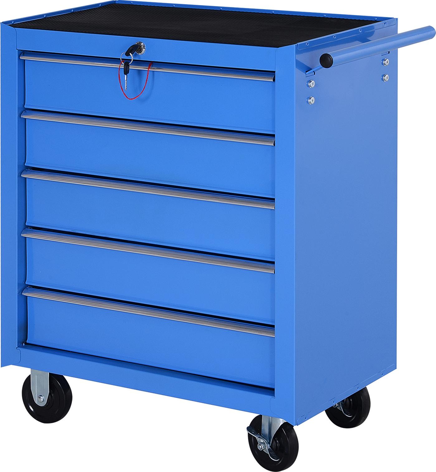 Werkzeugwagen, blau - 5 Schubladen - Tragfähigkeit: 100 kg - Stahl
