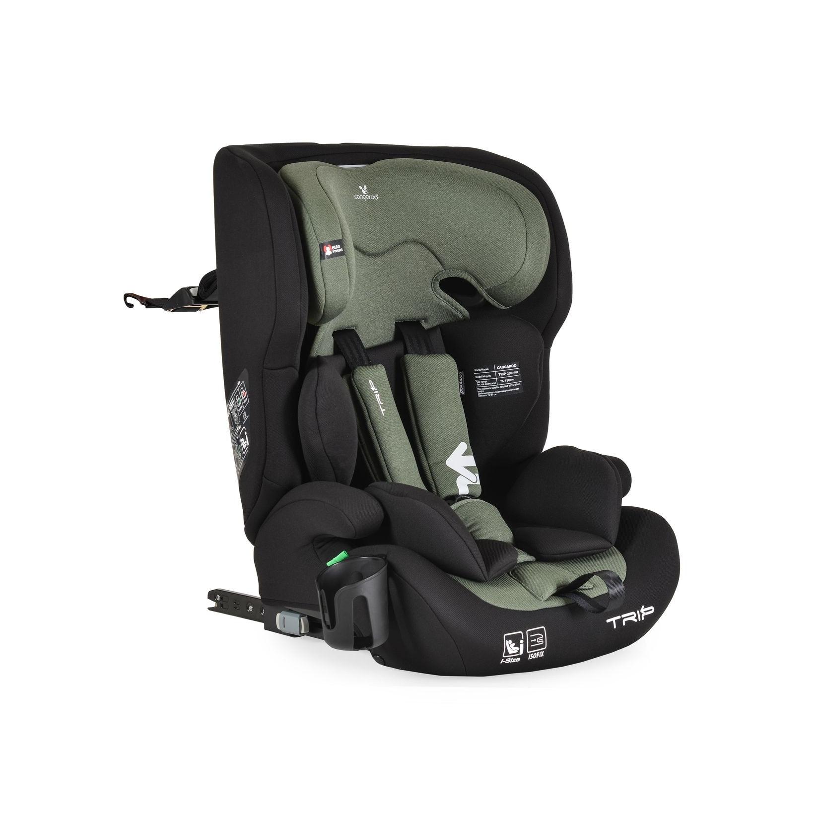 Cangaroo Kindersitz Trip i-Size (76-150cm) Isofix verstellbare Kopfstütze Gurt grün