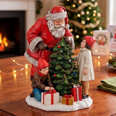 Roman Inc/Drop Ship Santa with Children Table Sculpture Red , Red