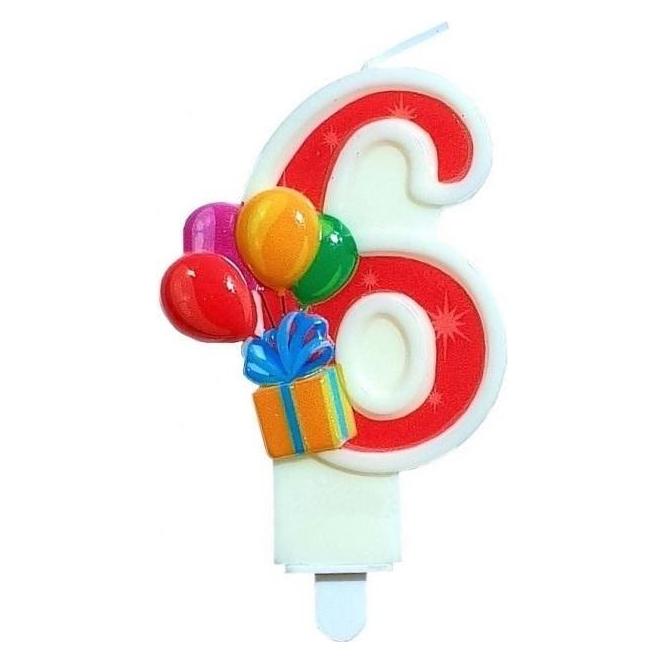 Mk Trade 6. Geburtstagskerze mit Luftballons (47593964)