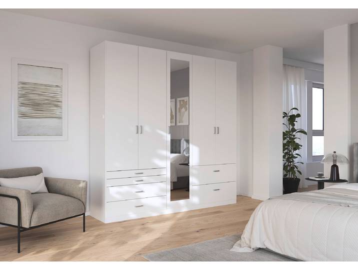 Drehtürenschrank Luna 226 x 229cm Weiß/Alpinweiß