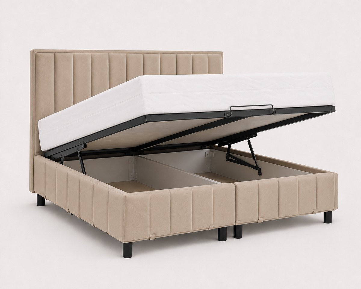Luxe Living Home Opberg Boxspring Aurelia Beige 90x200 cm