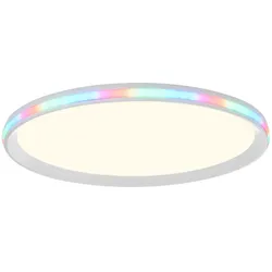 RGB LED Deckenleuchte mit Fernbedienung Deckenlampe CCT dimmbar Wohnzimmerleuchte Farbwechsel, weiß, 28W 2800Lm warm-kaltweiß, DxH 45x6 cm