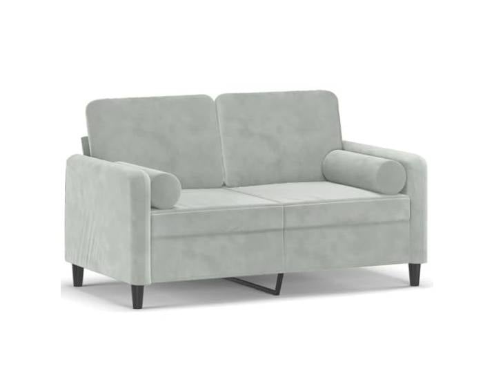 Makastle 2 Sitzer Sofa Couch mit Zierkissen Hellgrau 120 cm Samt
