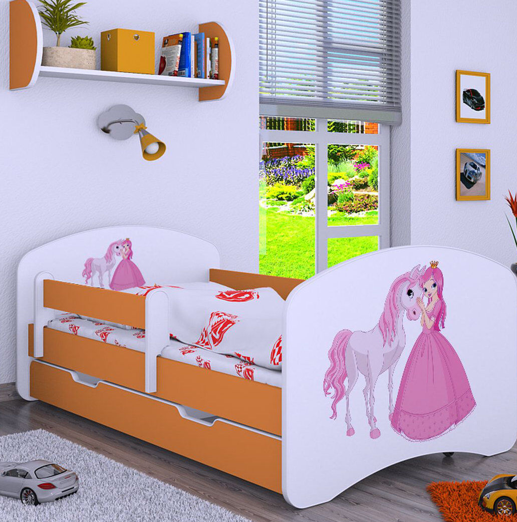 Zoomie Kids Nordham Storage Kids Bed Orange UK Toddler - DE 70 x 140 cm