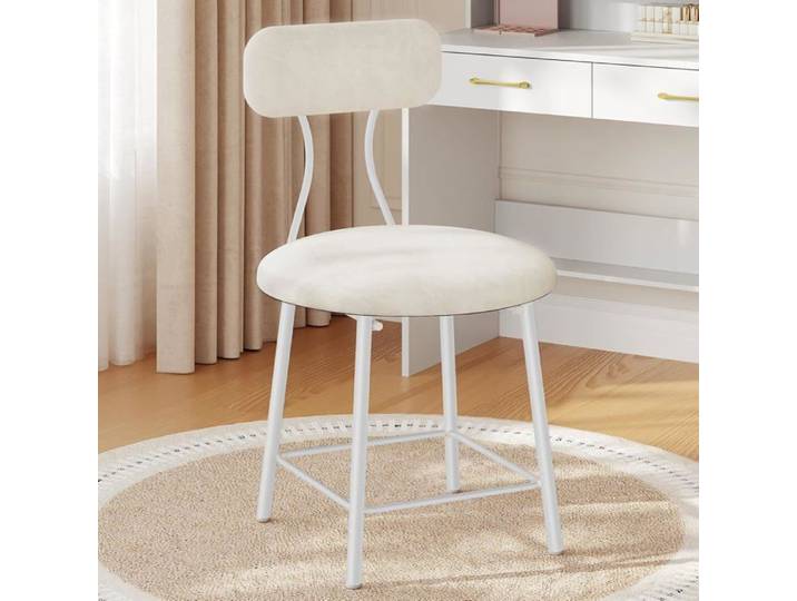 Tabouret de Coiffeuse Auteuil de Maquillage Rembourré Tabouret à Chaussures Convient aux Chambres et aux Entrées Blanc