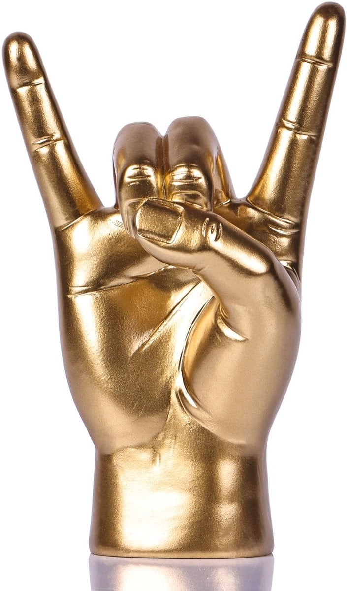 Omgoods Gouden Resin Rock On Handgebaar Beeld - Decoratief Tafelstandbeeld voor Volwassenen