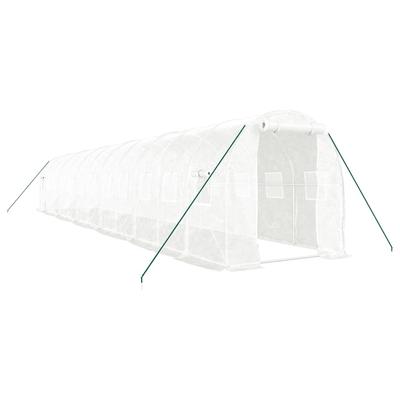 Helloshop26 - Gewächshaus Zelt Unterstand Pflanzen Blumen Gemüse mit Stahlrahmen 24 m² 12 x 2 x 2 m weiß