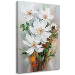 WANDBILD bemalte weiße blumen natur