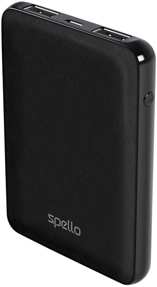 Spello Pocket Powerbank 10W m. 2 x USB-A - 5.000 mAh - Sort