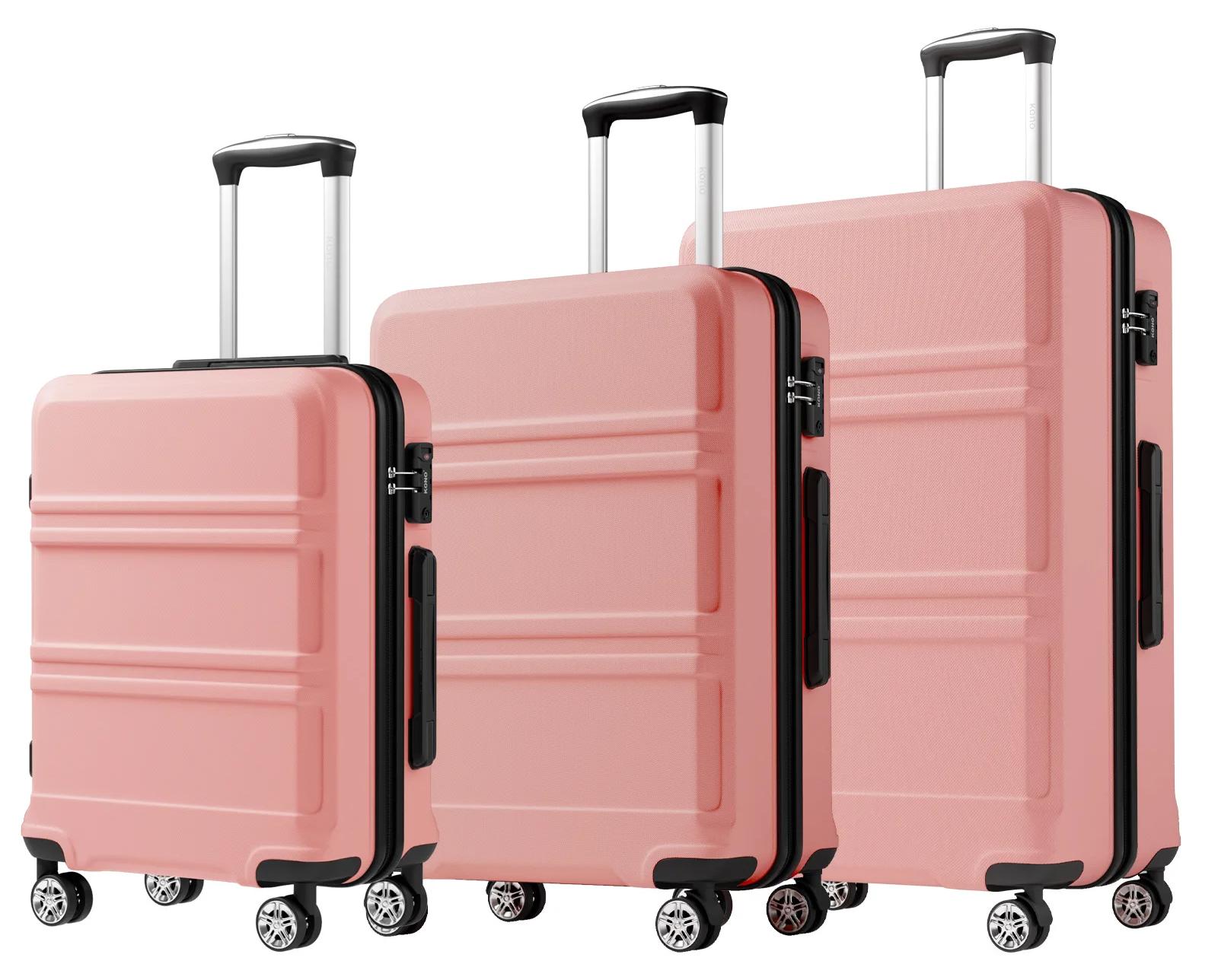 3-teiliges Hartschalenkoffer-Set - 51/61/71 cm - ABS - 360° leise Doppelrollen - TSA-Zahlenschloss - Stapelbar - Pink-2