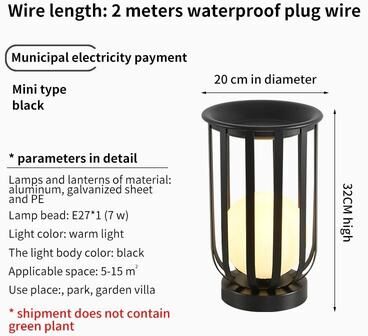 Uplifted Goods Elegant Outdoor Patio Light For Garden Tea Tables Courtyard Decor mains D20x32cm stainless Steel