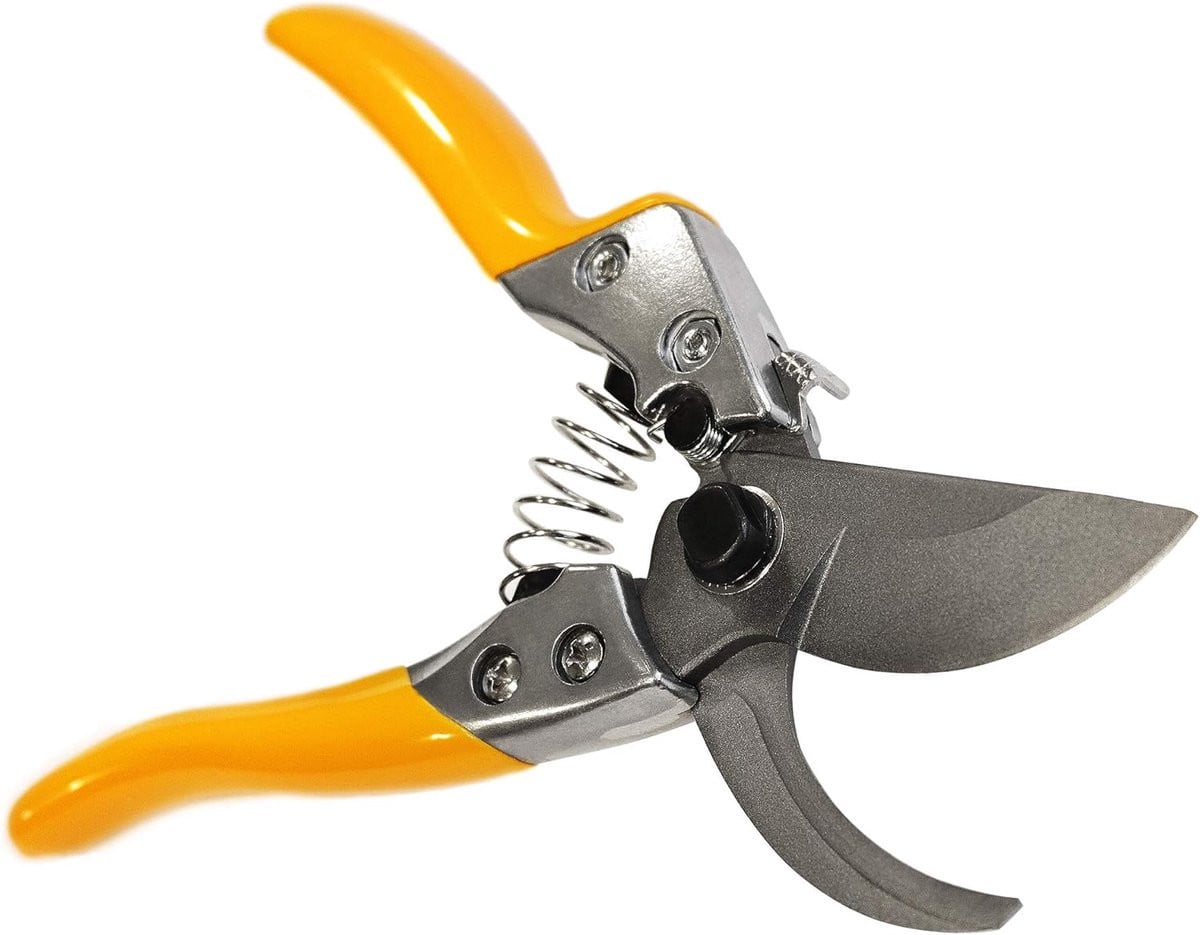Professionele bypass snoeischaar met aluminium behuizing en gele afwerking