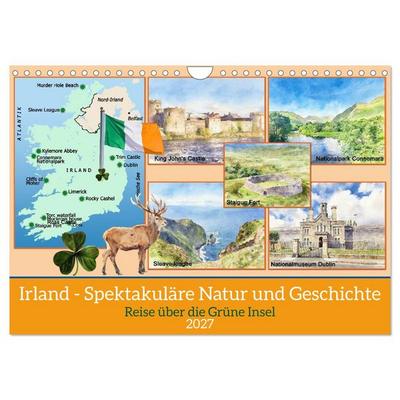 Irland - Spektakuläre Natur und Geschichte (Wandkalender 2027 DIN A4 quer), CALVENDO Monatskalender