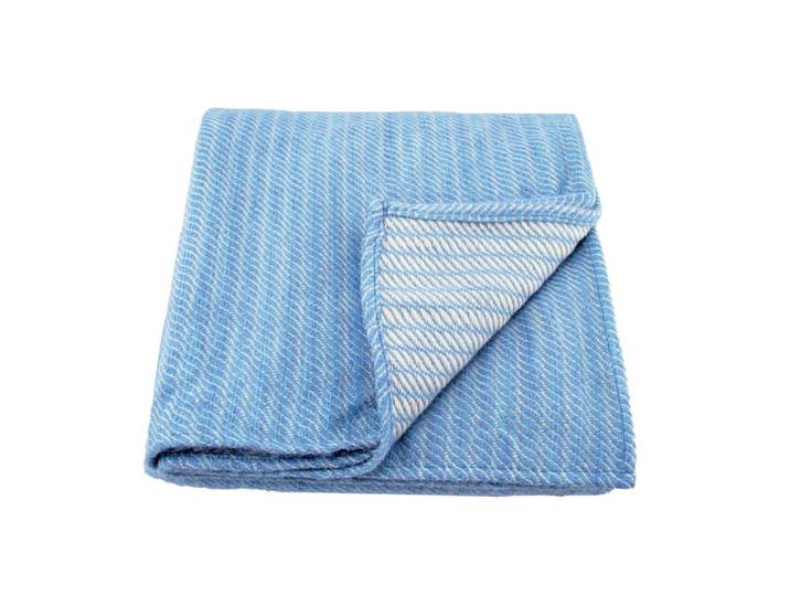 Plaid laine 100% bleu ciel 120x180 cm