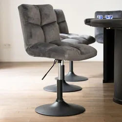 HOME DELUXE Barhocker höhenverstellbar 4er Set ACE - Samt Hellgrau