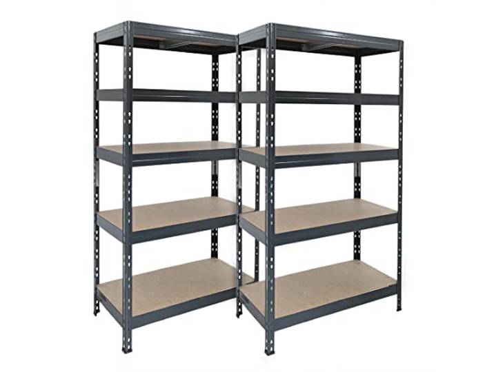 Master Regale 2er-Set Rivet Schwerlastregal mit HDF-Platte 180x90x45cm (HxBxT) 5 Böden 250 kg pro Boden, anthrazitgrau. Steckregal Metallregal Kellerregal Lagerregal Werkstattregal Garagenregal