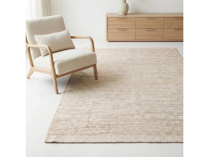 Tapis en laine et coton 200x300 cm, beige - Elowen