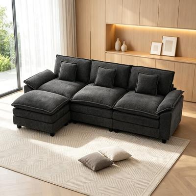 CLICKBIN Oversized Cloud Sectional Sofa with Extra-Deep Seating and Movable Ottoman