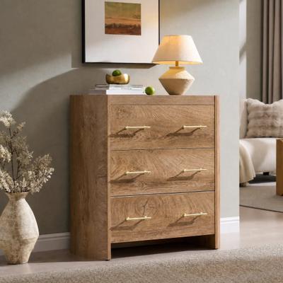 afulyperfllc Transitional Modern Nightstand with 3 Drawers, Curved Bedside Table