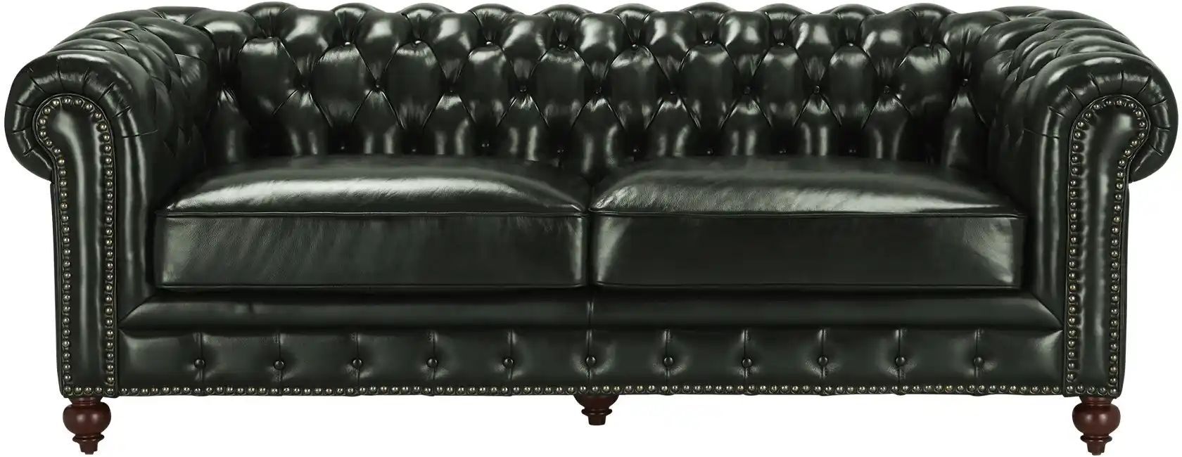 uno Ledersofa im Vintagelook Chesterfield ¦ grün ¦ Maße (cm): B: 230 H: 100 T: