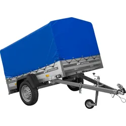 PKW-Anhänger mit ALU-Bordwänden 200 x125 Garden Trailer 201 KIPP ALU mit blauer Hochplane