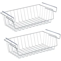 WENKO Regaleinhängekorb, 2er Set, Metallkorb mit Anti-Rutsch-Gummierung