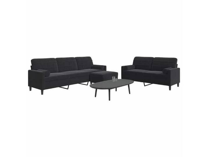 Ensemble de canapés Repose-Pied Noir en Velours Modèle 23