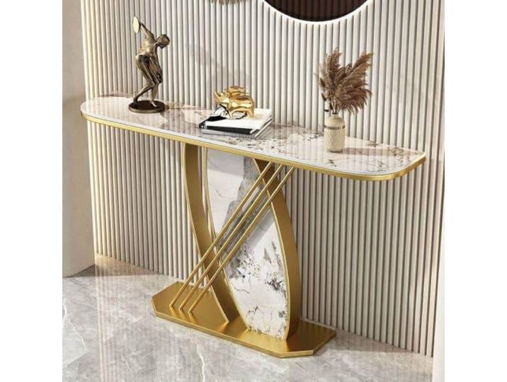 ZSCNYHMT Konsolentisch, Sintersteinplatte, Eisenrahmen Verstärkte Basis Für Stabilität, Mehrere Größen, Für Eingang, Flur, Wohnzimmer(B2,150cm/59in)