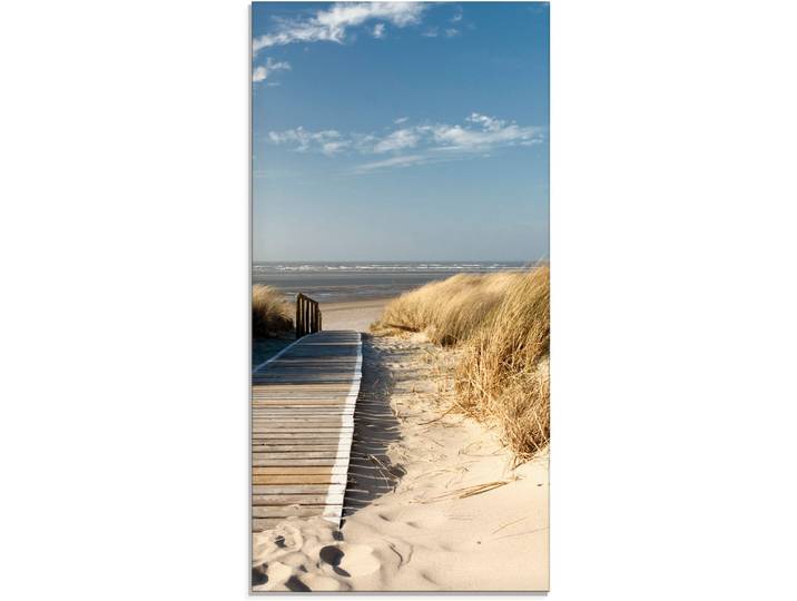 Glasbild ARTLAND Nordseestrand auf Langeoog - Steg , beige (farbe bild(er): naturfarben), B:50cm H:100cm, Bilder, Glasbild, in verschiedenen Grössen