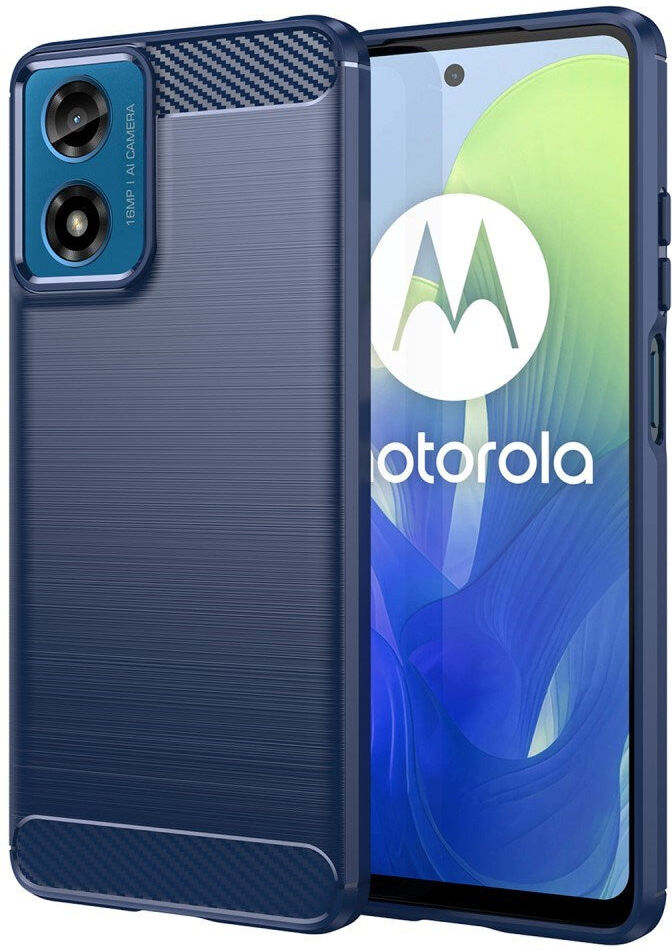EIDERWOOD Motorola Moto G04 / G24 / G24 Power Brushed Carbon Bagside Cover - Blå