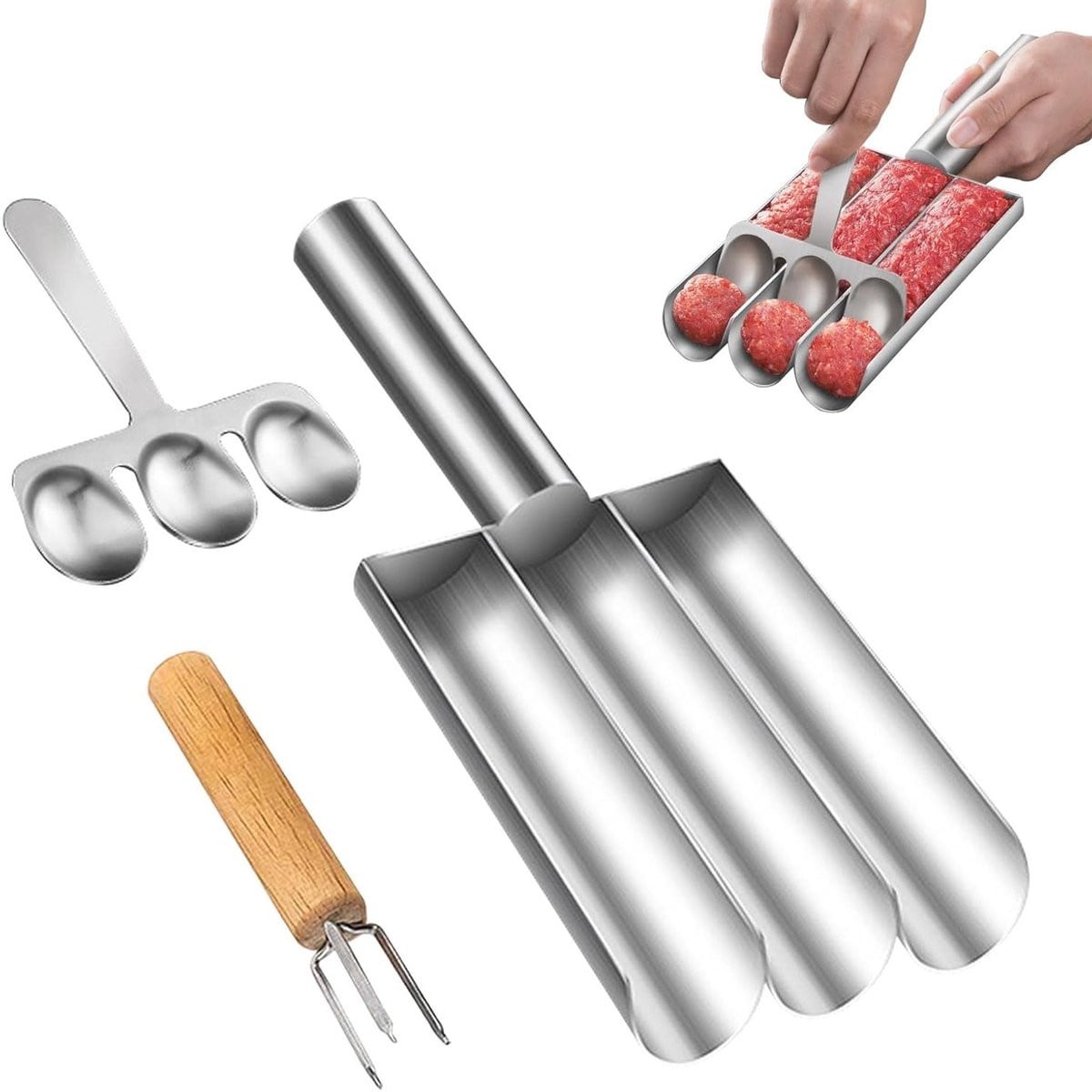 Keuken Meatball Maker RVS Driehoekige Mallen voor Gehaktballen en Biscuitdeeg