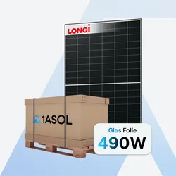 LONGi Hi-MO X10 Explorer LR7-54HVH Solarmodul 490 W Glas-Folie Black Frame – Palette (36 Stück)