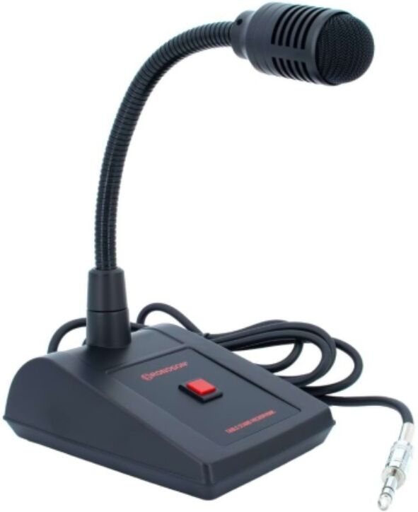 Rondson pupitre microphone Jack stéréo Microphone d'appel dynamique avec col de cygne flexible et connexion Jack stéréo symétrique.