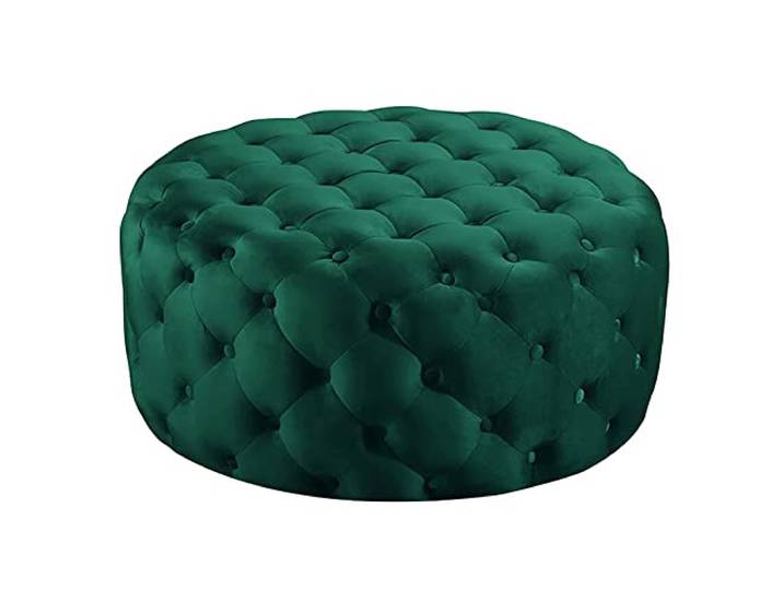 Luxuriöser Bequemer Plüsch-Fußstützenhocker, Kleiner Mordern-Couchtisch, Runder Getufteter Samt-Ottoman, Ende Der Bettbank Für Wohnzimmer, Hosting-Zimmer, Schlafzimmer-Grün 60x60x40cm(24x24x16inch)