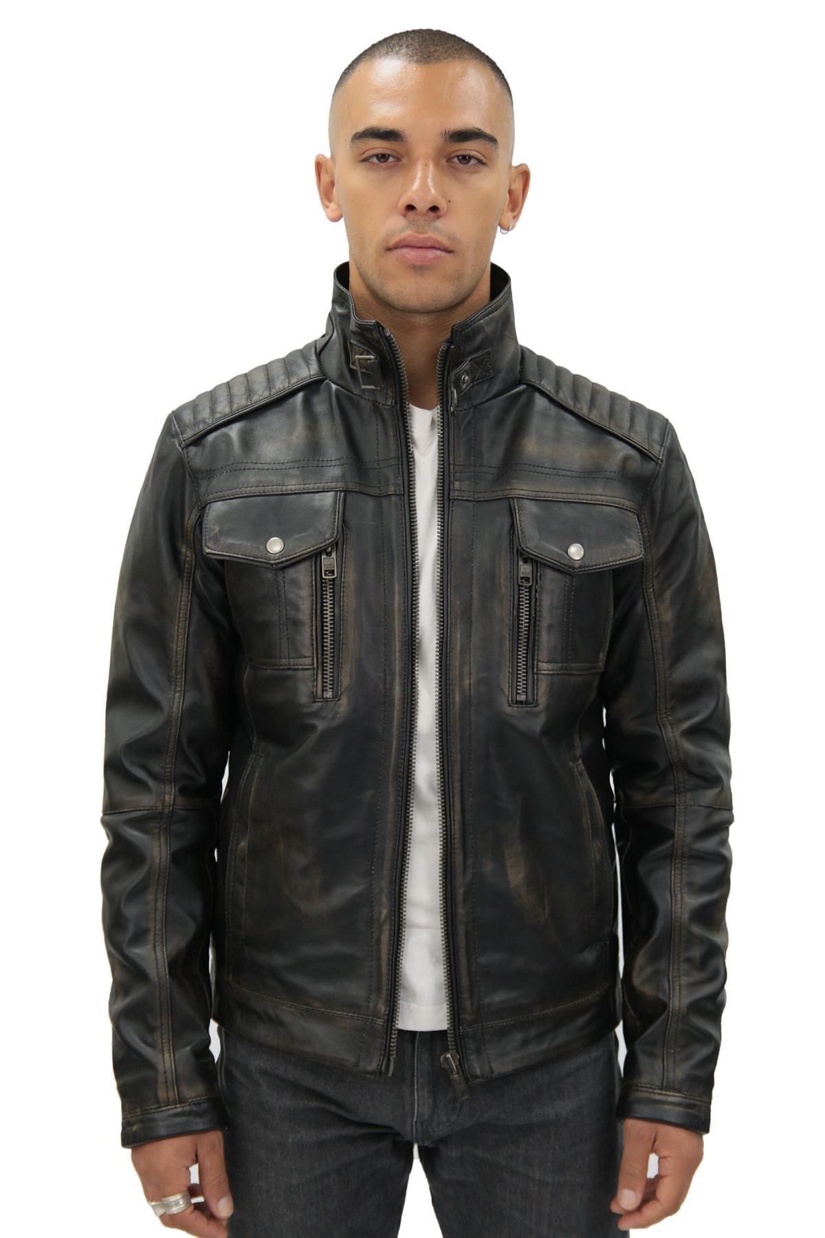 Heren vintage leren bikerjack-Kaapstad