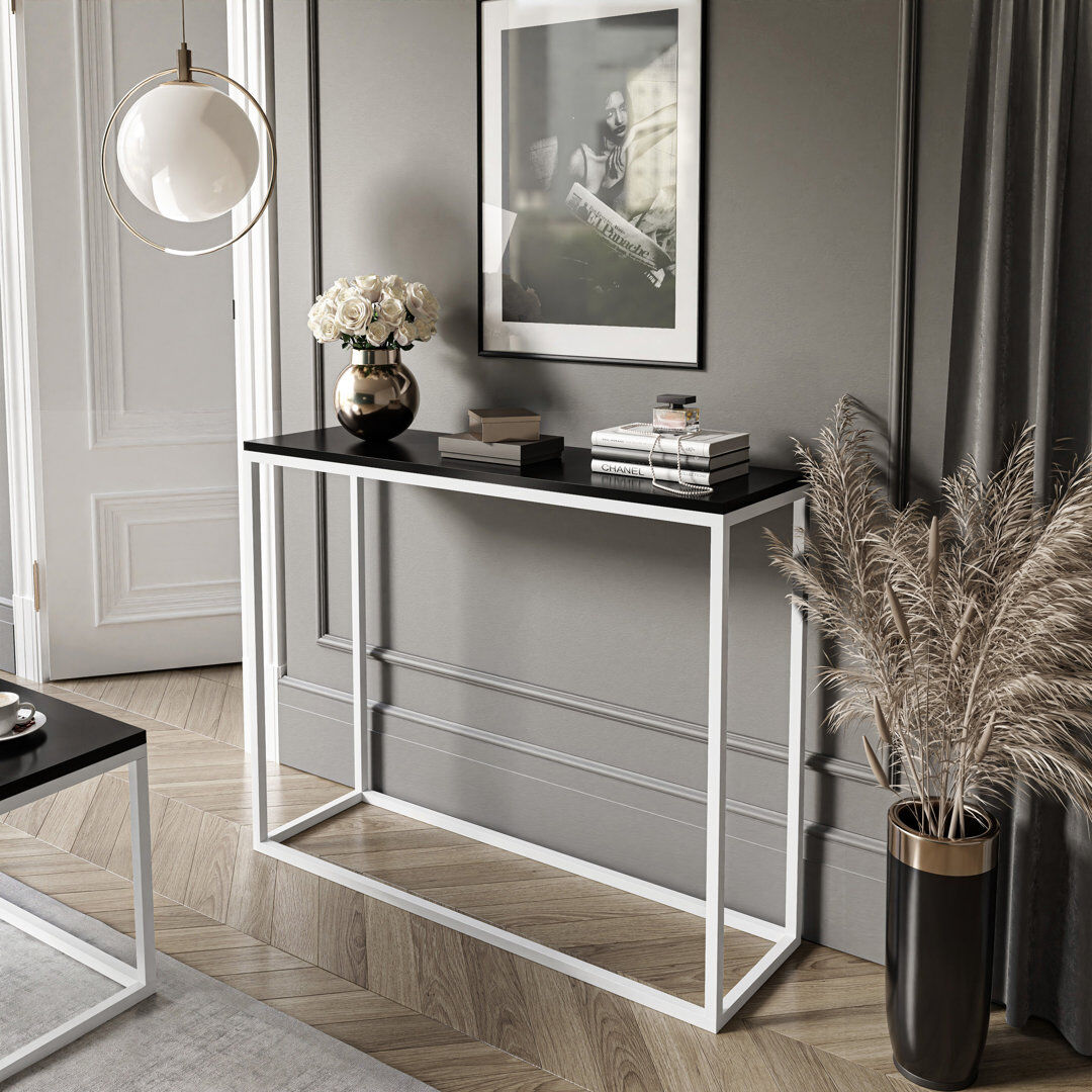 Zipcode Design Burmaster Console Table White/Black 80cm H x 100cm W x 30cm D