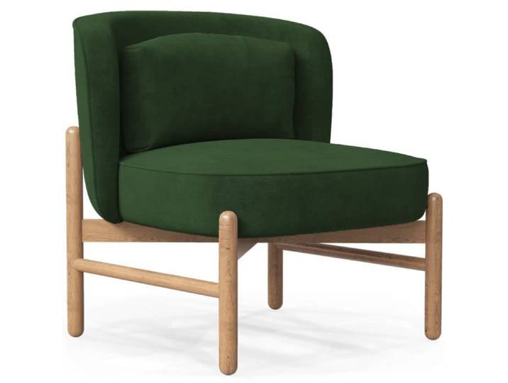 Fauteuil tapissé en velours et bois - Ebbe Vert foncé