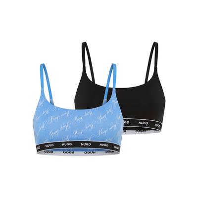 Bralette HUGO UNDERWEAR "TWIN BRALETTE DESIGN", Damen, Gr. M, N-Gr, open blau 462, Jersey, Obermaterial: 95% Baumwolle, 5% Elasthan, BHs Bralette, ohne Verschluss, ohne Polsterung