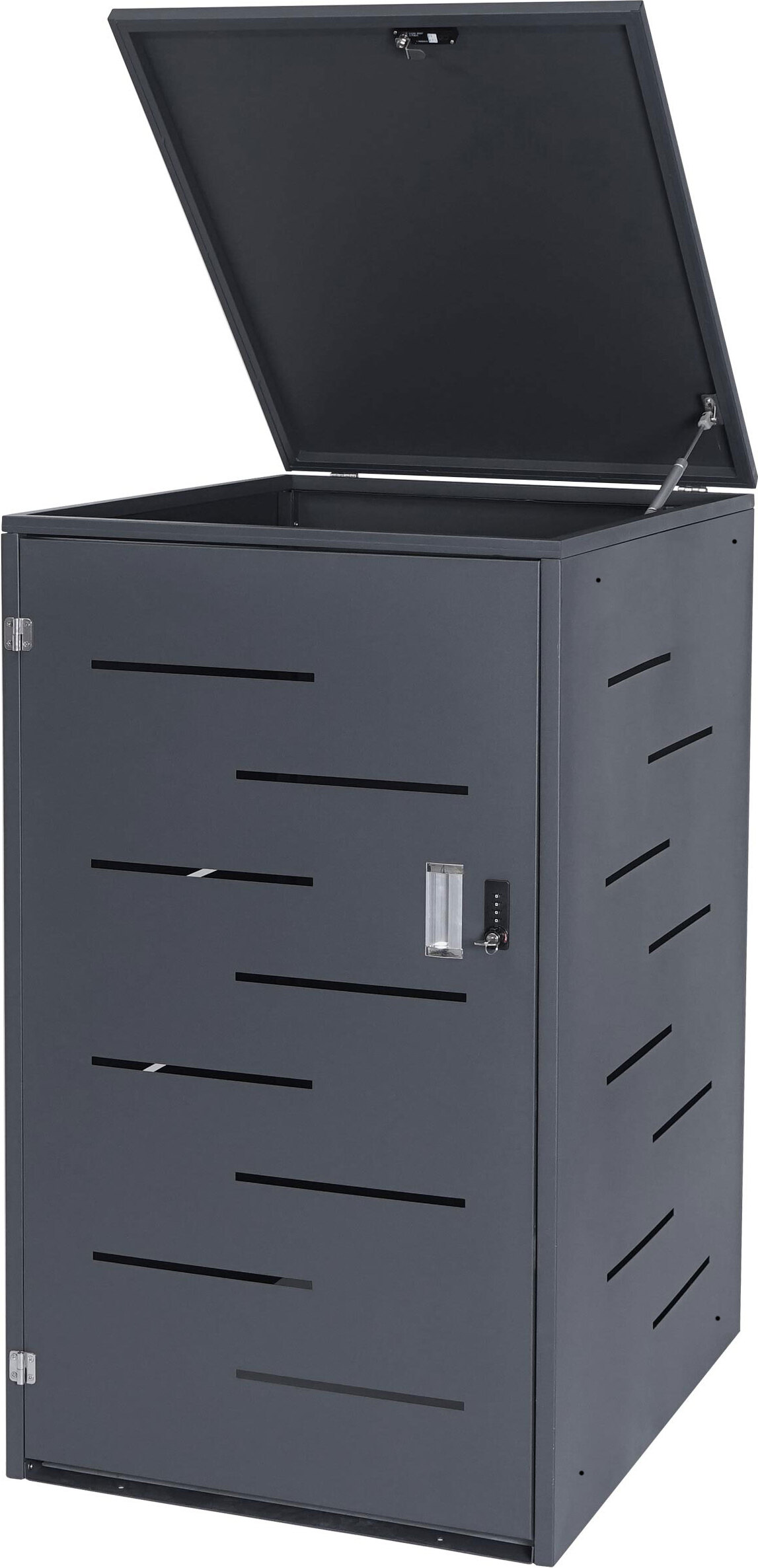 Mülltonnenverkleidung HWC-E83, Mülltonnenbox Mülltonnenabdeckung, erweiterbar 117x66x80cm anthrazit, Stahl 33kg