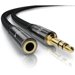 Primewire Klinkenkabel 3,5 mm AUX - Audio Verbindungskabel / Kupplung mit Nylonmantel - 5m