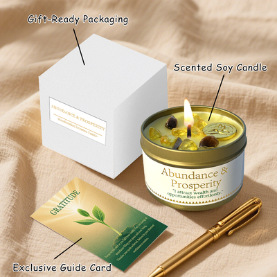 Quick Pick Pro Abundance And Prosperity Ritual Candle, Soy Wax Scented Candle With Crystal, Home Aromatherapy Gift Abundance And Prosperity Ritual Candle, Soy Wax Scented Candle With Crystal, Home Aromatherapy Gift